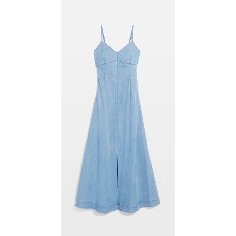 NWT White House Black Market Chain Detail Denim Maxi Dress Blue Size 10 NWT